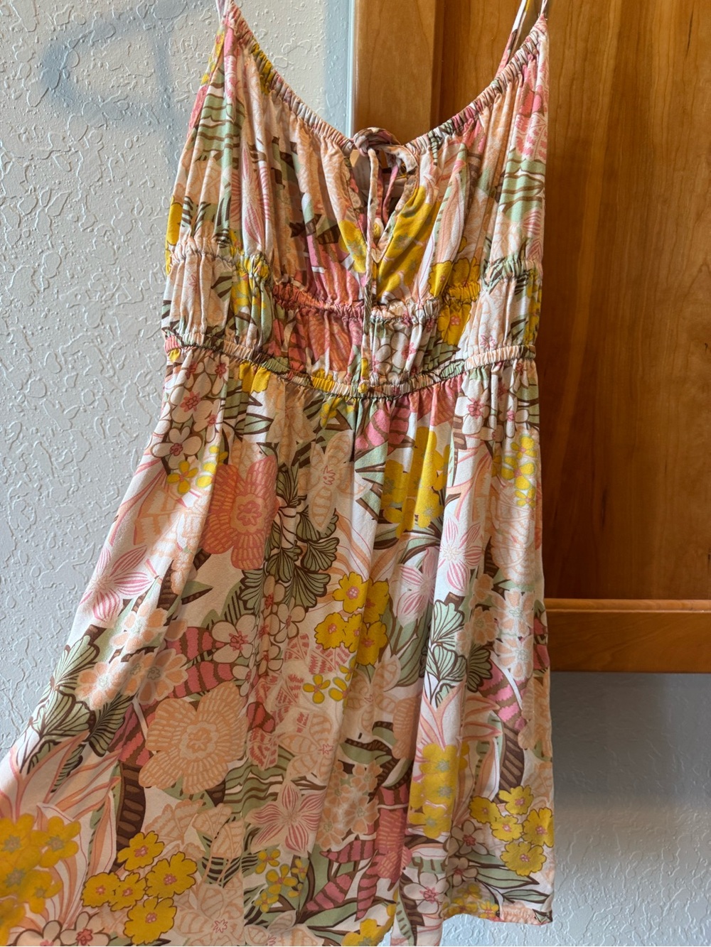Roxy Floral Sundress in Pink, Yellow & Green